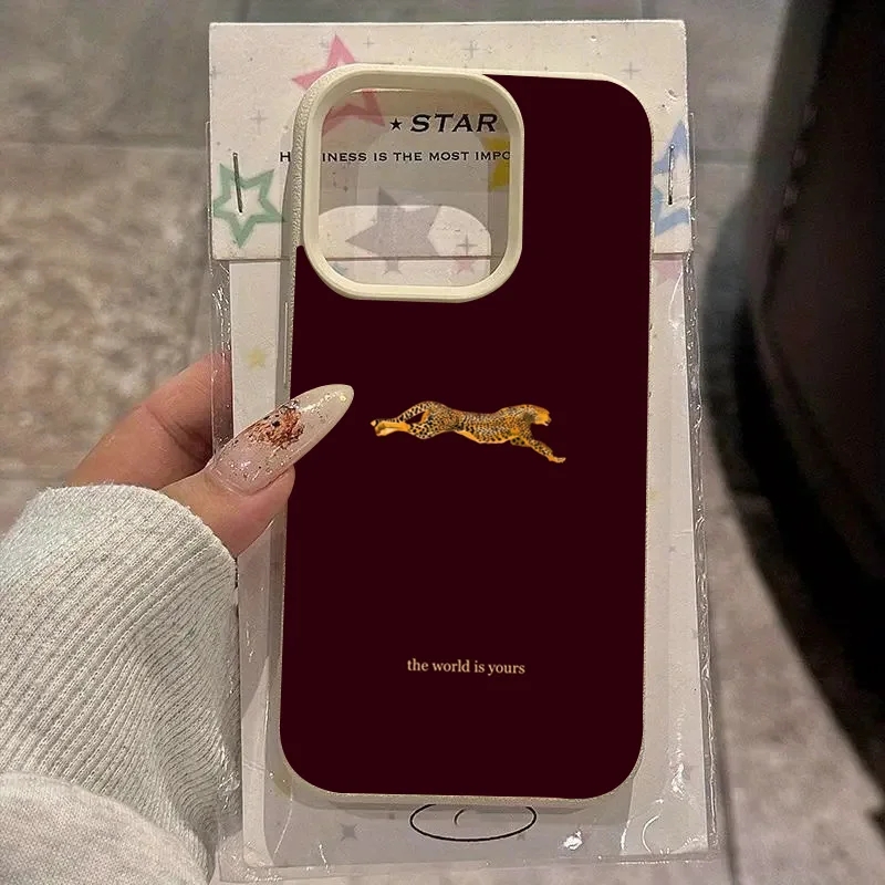 Phone Cases Red - موضة ليوبارد النبيذ الأحمر لينة قضية