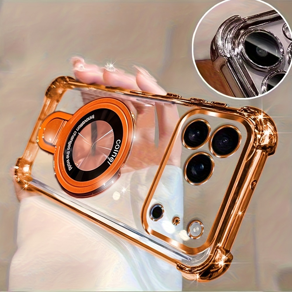 Ring Stand Case - غطاء هاتف فاخر مطلي لآيفون 17