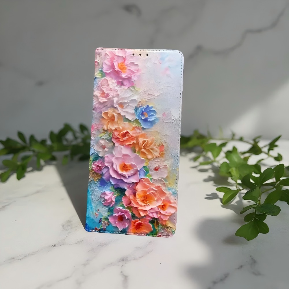 Phone Cases Samsung S25 - جراب محفظة جلدي مغناطيسي مطلي بتصميم