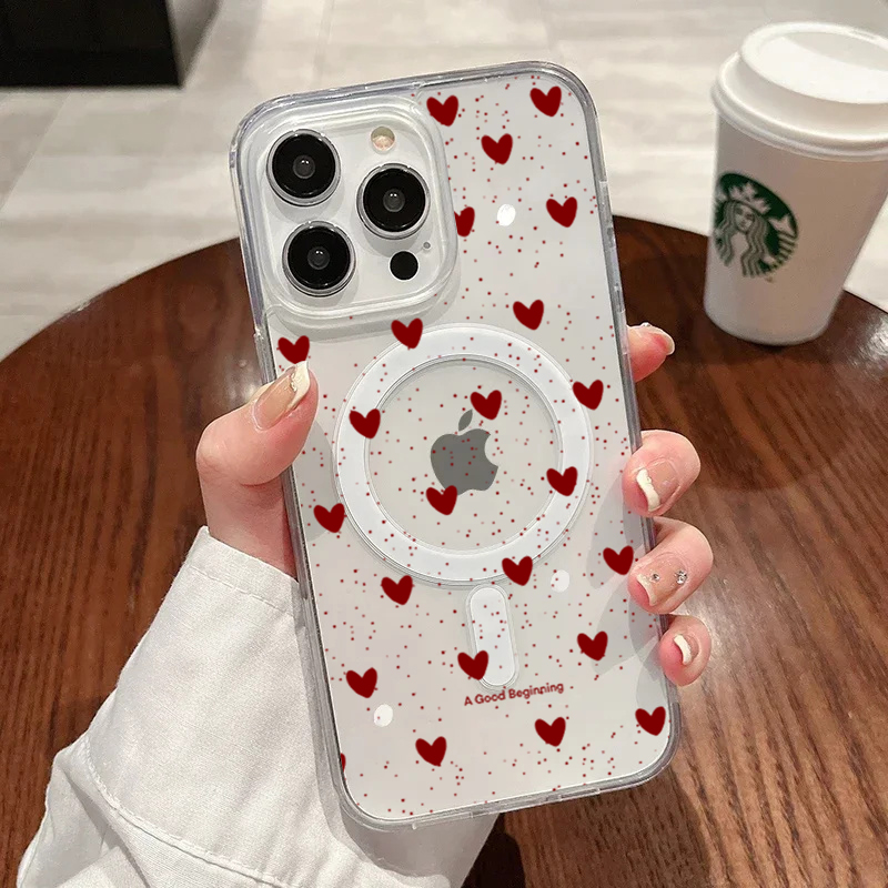 غطاء سيليكون شفاف بتصميم قلب أ - مراجعة Phone Cases Red وسعره