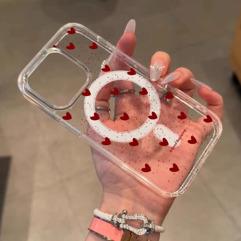غطاء سيليكون شفاف بتصميم قلب أ - مراجعة Phone Cases Red وسعره